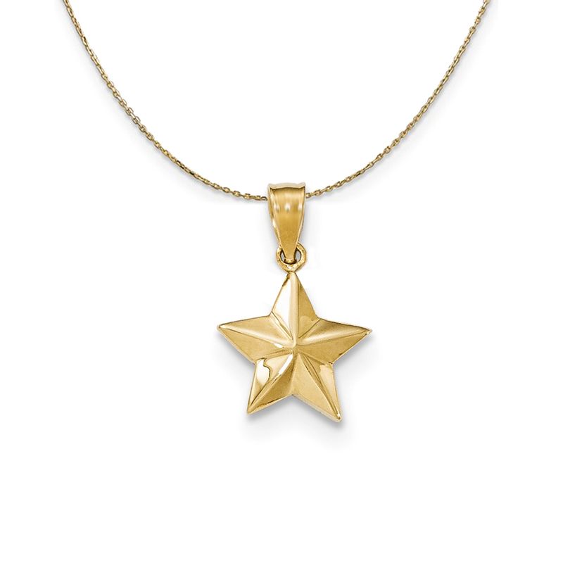 14k Yellow Gold Small Polished Nautical Star Necklace - 18 Inch